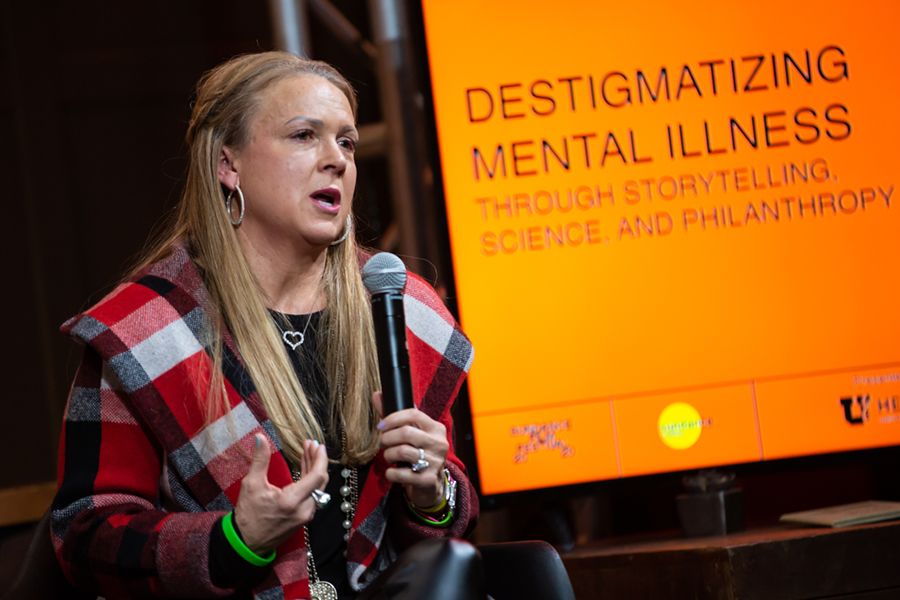 Christena Huntsman Durham speaks at a mental health panel