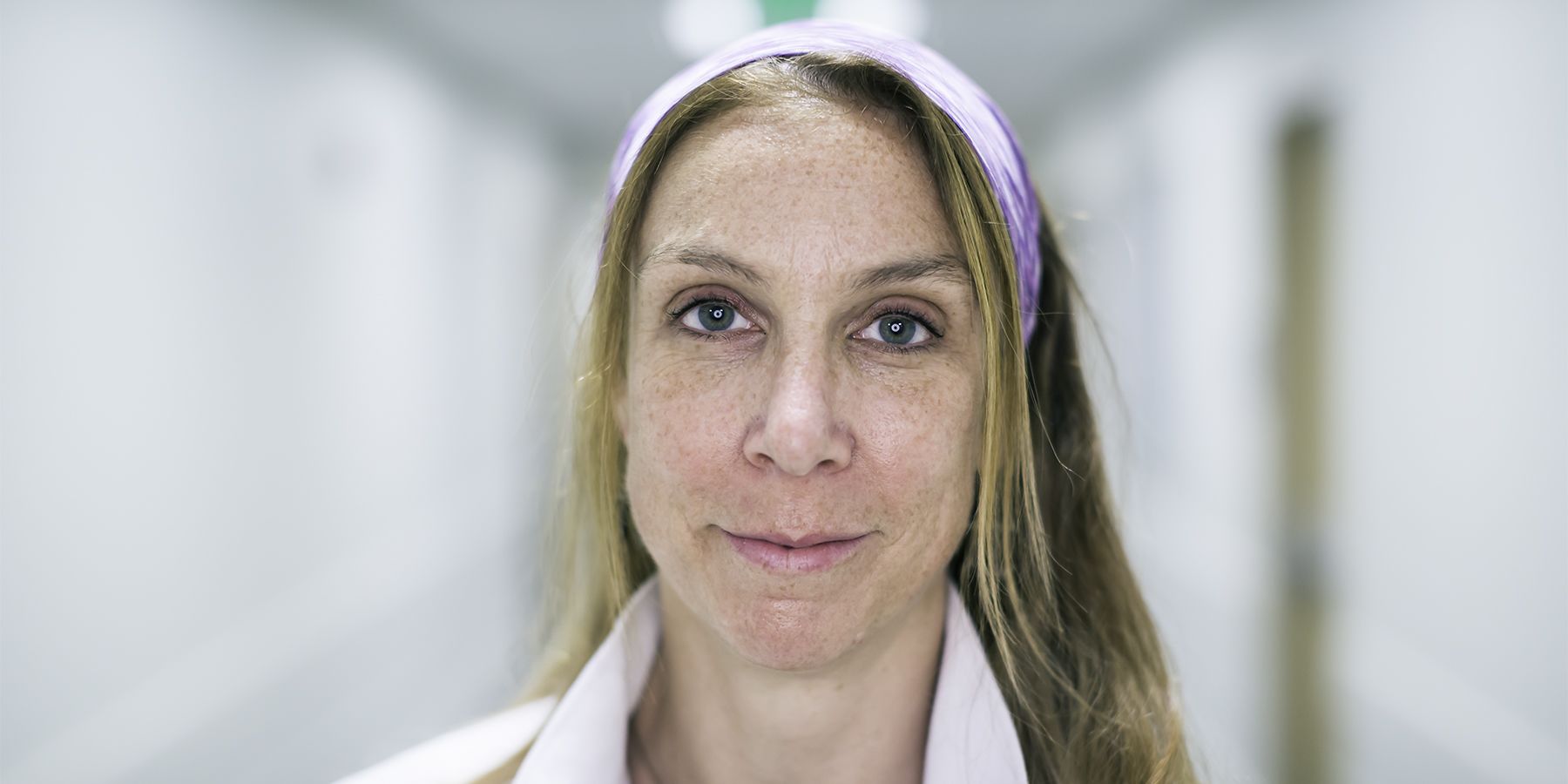 Portrait of Rebecca Miller, veteran nurse in University Hospital’s cardiovascular ICU.