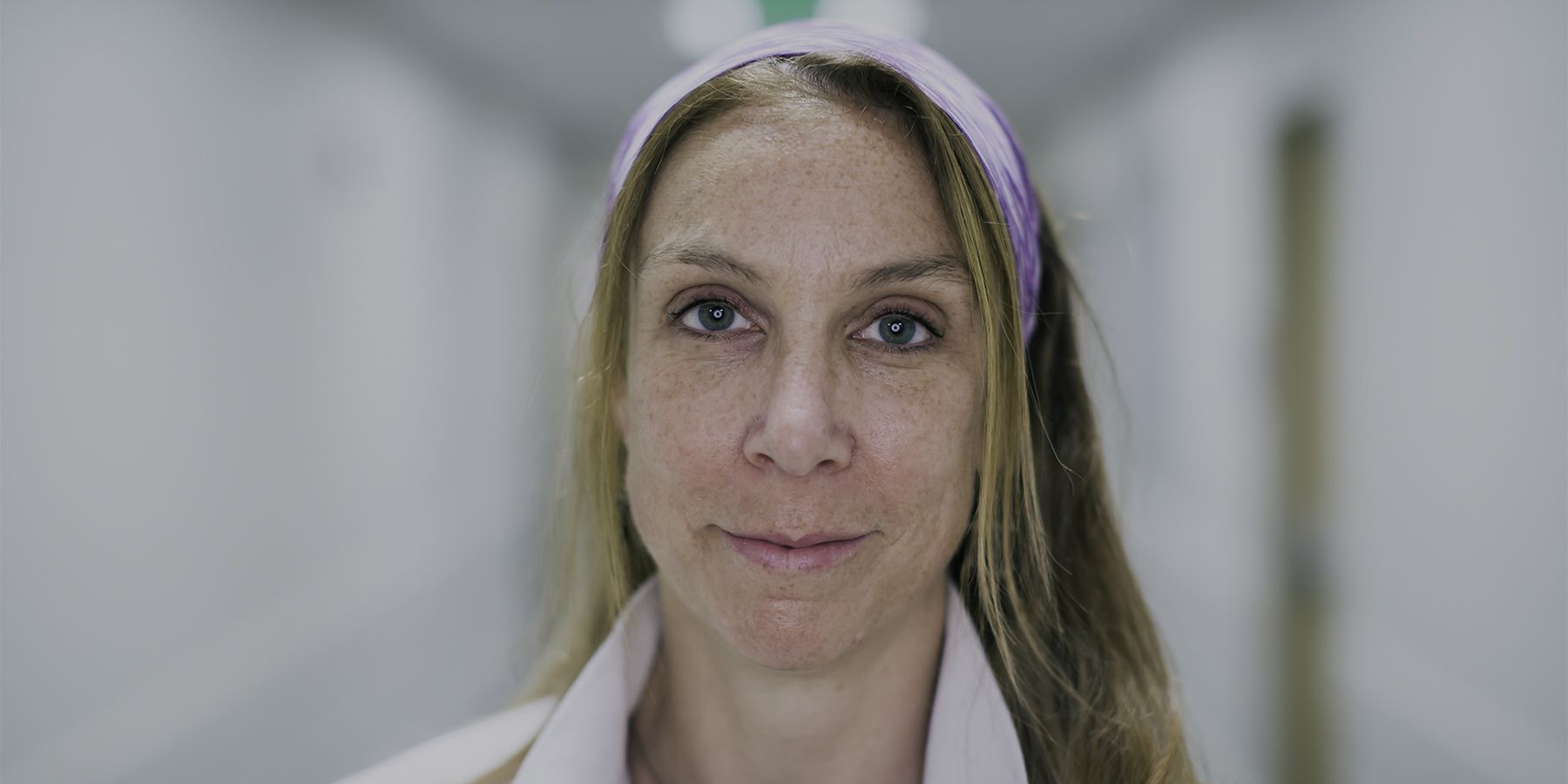 Portrait of Rebecca Miller, veteran nurse in University Hospital’s cardiovascular ICU.